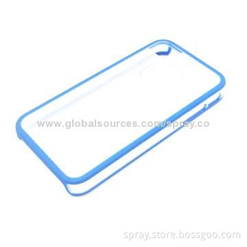 Blue/Frosted Fashion TPU PC 2-piece Style Case Cover for iPhone 4/4S with Lightweight